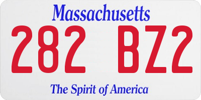 MA license plate 282BZ2
