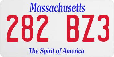 MA license plate 282BZ3