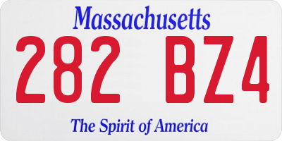 MA license plate 282BZ4