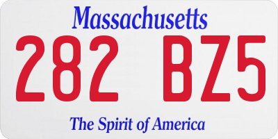 MA license plate 282BZ5
