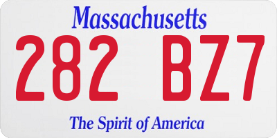 MA license plate 282BZ7