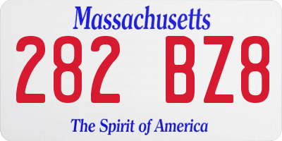 MA license plate 282BZ8