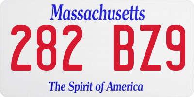 MA license plate 282BZ9