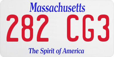 MA license plate 282CG3