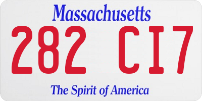 MA license plate 282CI7