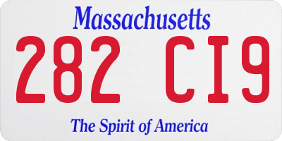 MA license plate 282CI9