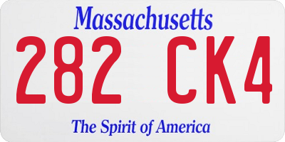 MA license plate 282CK4
