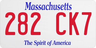 MA license plate 282CK7