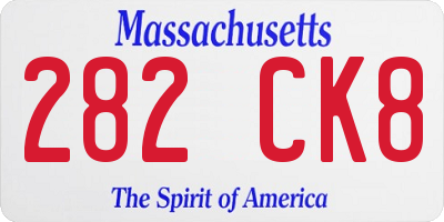 MA license plate 282CK8