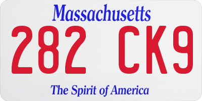 MA license plate 282CK9