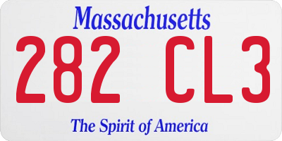 MA license plate 282CL3