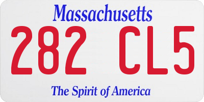 MA license plate 282CL5
