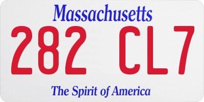 MA license plate 282CL7