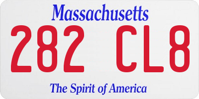 MA license plate 282CL8