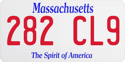 MA license plate 282CL9