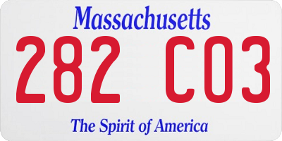 MA license plate 282CO3