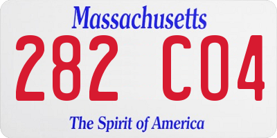 MA license plate 282CO4
