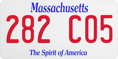 MA license plate 282CO5