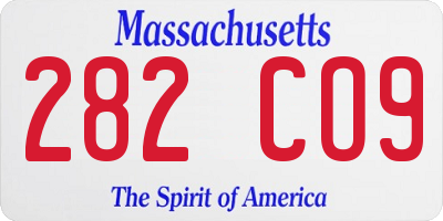 MA license plate 282CO9