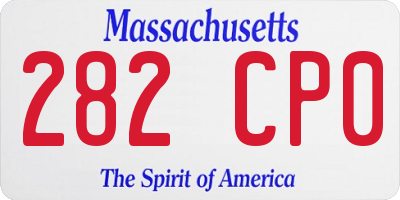 MA license plate 282CP0