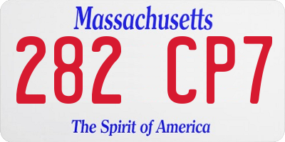 MA license plate 282CP7