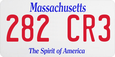 MA license plate 282CR3