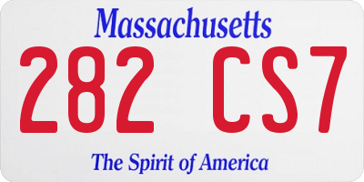 MA license plate 282CS7