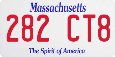 MA license plate 282CT8