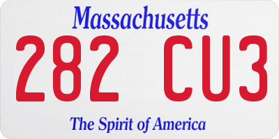 MA license plate 282CU3