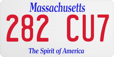 MA license plate 282CU7