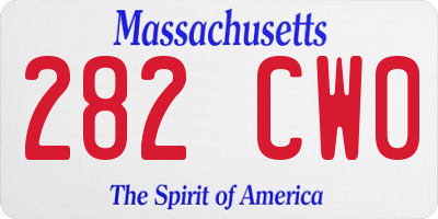 MA license plate 282CW0