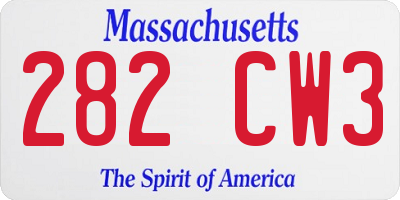 MA license plate 282CW3