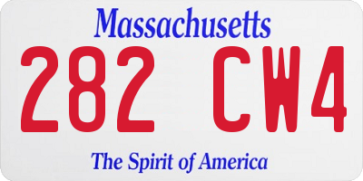 MA license plate 282CW4