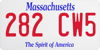 MA license plate 282CW5
