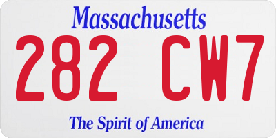 MA license plate 282CW7