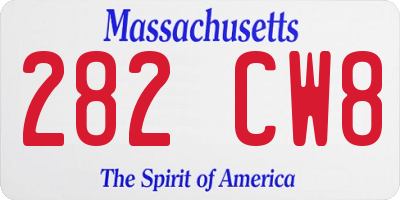 MA license plate 282CW8