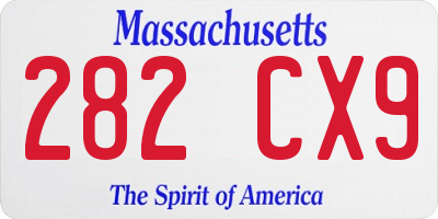 MA license plate 282CX9