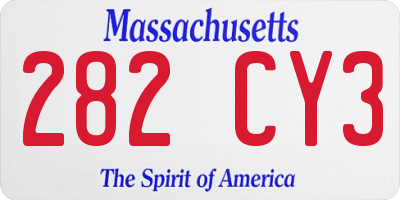 MA license plate 282CY3