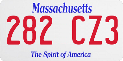 MA license plate 282CZ3