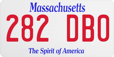 MA license plate 282DB0