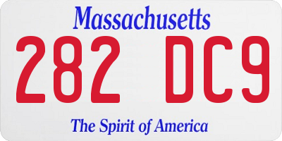 MA license plate 282DC9