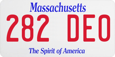 MA license plate 282DE0