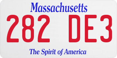 MA license plate 282DE3