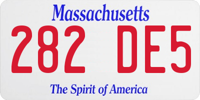MA license plate 282DE5