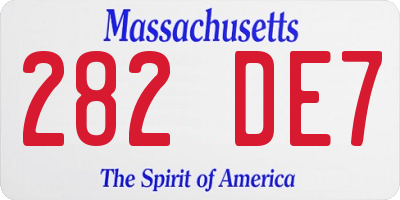 MA license plate 282DE7