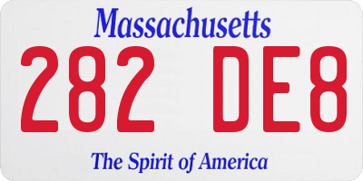 MA license plate 282DE8