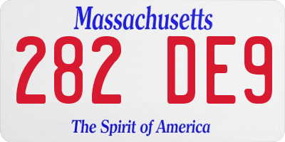 MA license plate 282DE9