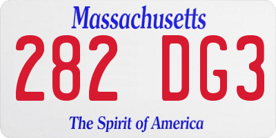 MA license plate 282DG3