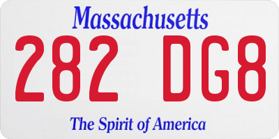 MA license plate 282DG8