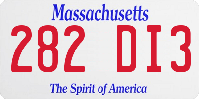 MA license plate 282DI3